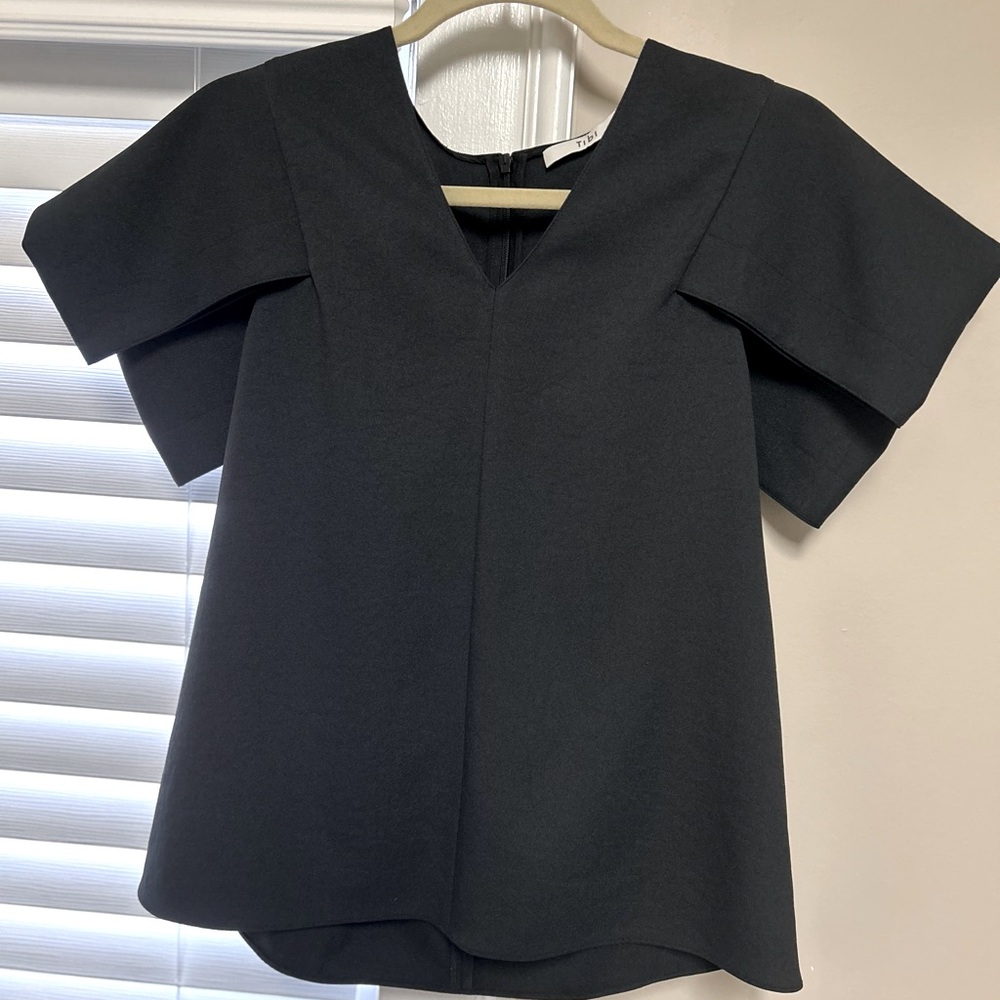 Black TIBI Short Shelve Blouse (Small)